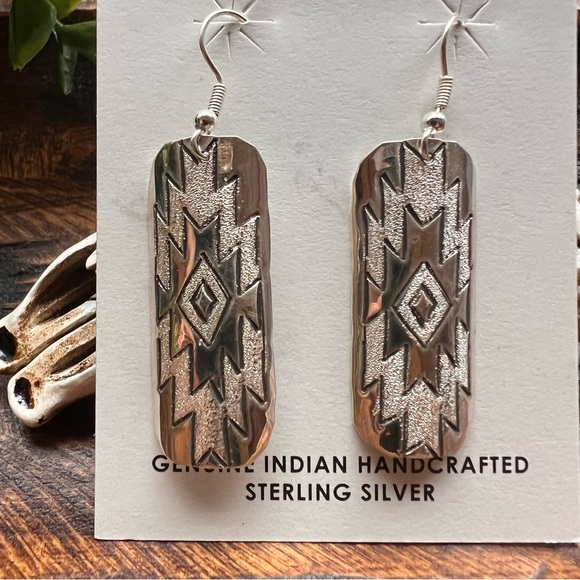 Hand Crafted Jewelry - 925 Sterling Silver Dangle Earrings by Florence Tahe – Navajo Handmade